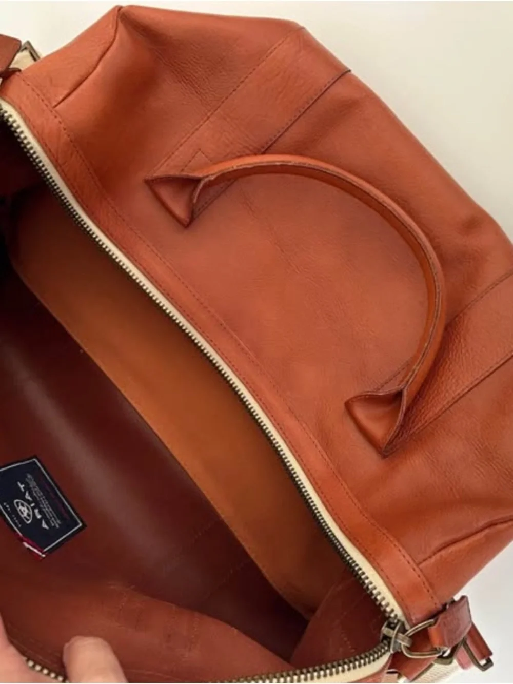 Ariat Genuine Leather Weekender Duffle Travel Bag – Cognac